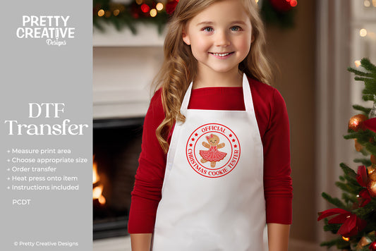 Official Christmas Cookie Tester DTF Transfer - Girl Red Text