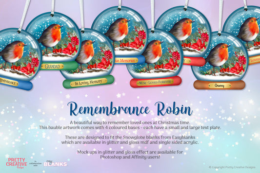 Remembrance Robin Snowglobe Bauble Artwork