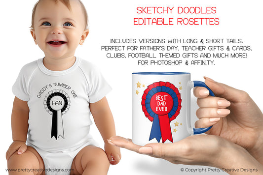 Sketchy Doodles EDITABLE Rosettes