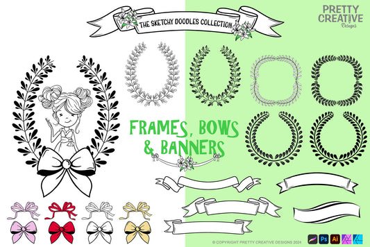 Sketchy Doodles Frames, Bows and Banners