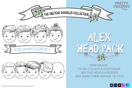 Sketchy Doodles Editable Alex Groom Head Pack