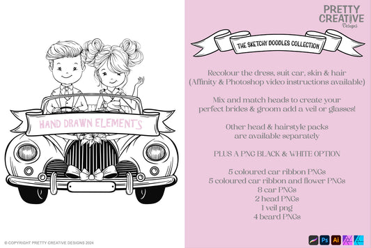 Sketchy Doodles Just Married EDITABLE Sophie & Alex