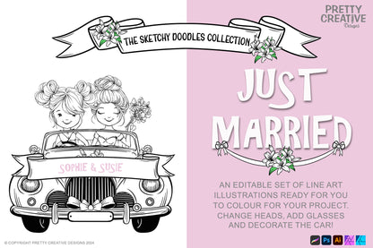 Sketchy Doodles Just Married EDITABLE Sophie and Susie
