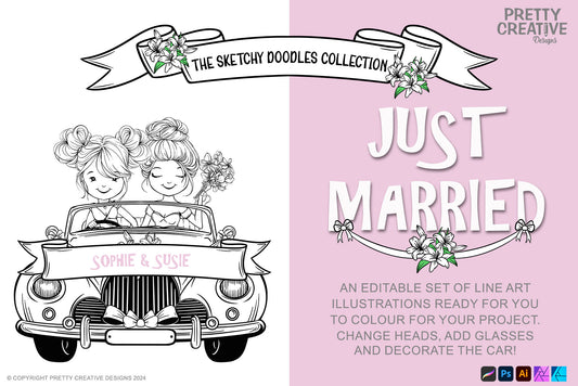 Sketchy Doodles Just Married EDITABLE Sophie and Susie