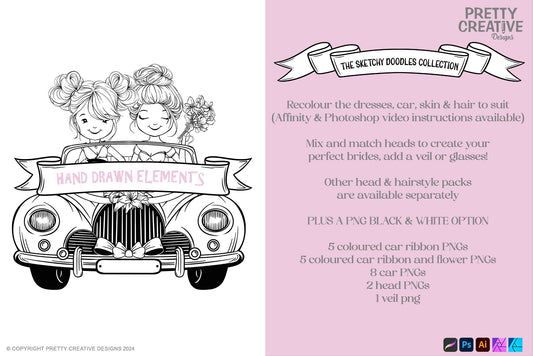 Sketchy Doodles Just Married EDITABLE Sophie and Susie