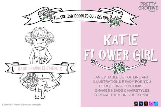 Sketchy Doodles Editable Katie Flower Girl