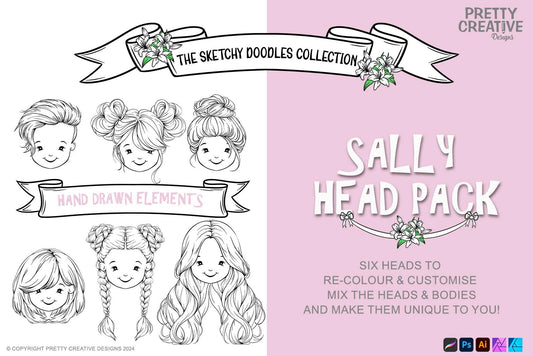 Sketchy Doodles Editable Sally Head Pack