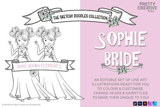 Sketchy Doodles Editable Sophie Bride