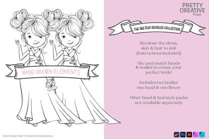 Sketchy Doodles Editable Sophie Bride
