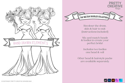 Sketchy Doodles Editable Susie Bride