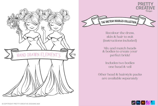 Sketchy Doodles Editable Susie Bride
