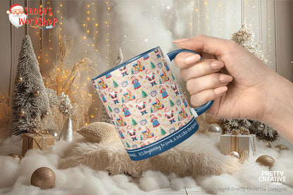 Santa's Workshop Seamless Christmas Mug Wrap Set