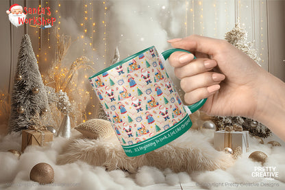Santa's Workshop Seamless Christmas Mug Wrap Set