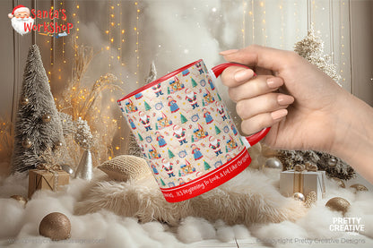 Santa's Workshop Seamless Christmas Mug Wrap Set