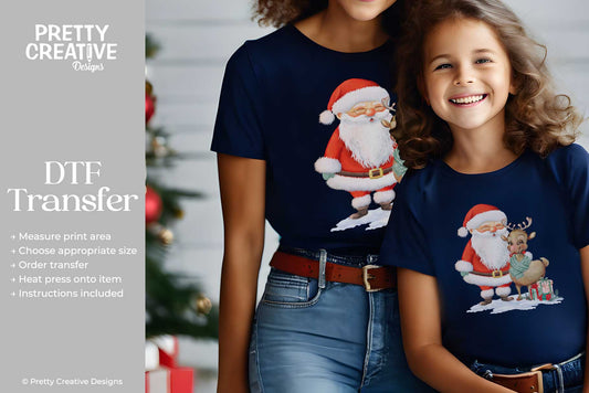 Santa and Lady Reindeer DTF Transfer