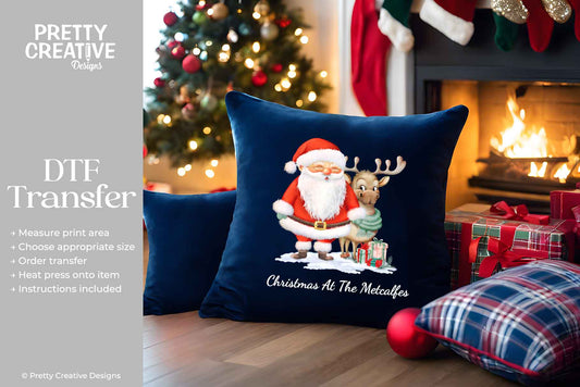 Santa and Reindeer DTF Transfer - Personalise Me!