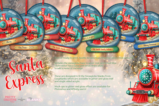 Santa Express Snowglobe Bauble Artwork