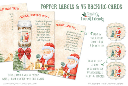 Santa's Forest Friends Popper Labels & Backing Cards