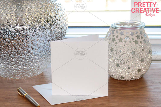 Square Card with Silver Lamp Smart Mockup