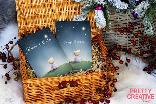 Stitched Edge Journal In Christmas Basket Smart Mockup