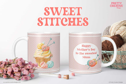 Sweet Stitches Cupcake Mug Wraps - Knitting Version