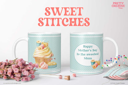Sweet Stitches Cupcake Mug Wraps - Sewing Version
