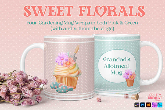 Sweet Florals Cupcake Mug Wraps