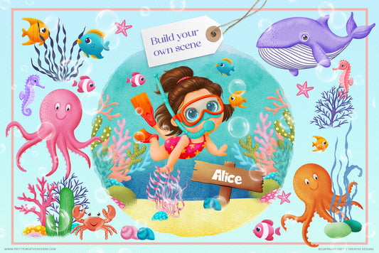 Underwater Explorers Girl Clip Art