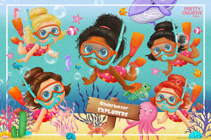 Underwater Explorers Girl Clip Art
