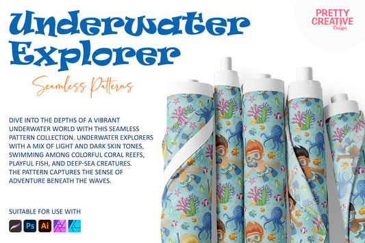 Underwater Explorer Boy Seamless Patterns