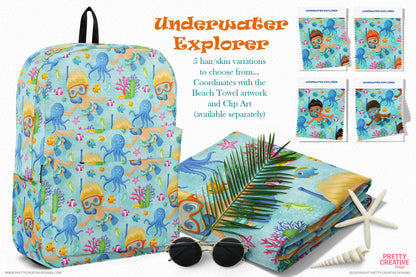 Underwater Explorer Boy Seamless Patterns