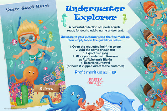 Underwater Explorer Boy Beach Towel