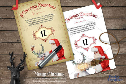 Vintage Christmas Countdown Board ~ Dark Skin Version
