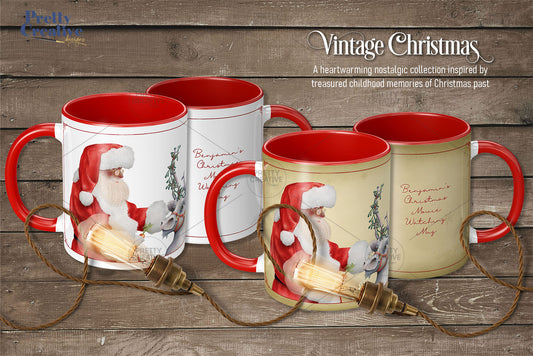 Vintage Christmas Mug Wraps ~ Dark Skin Version