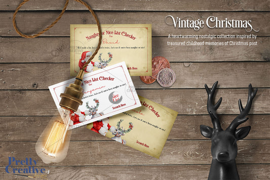 Vintage Christmas Scratch Cards ~ Dark Skin Version
