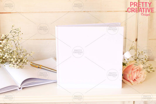 White Velvet Book Triple Smart Mockup