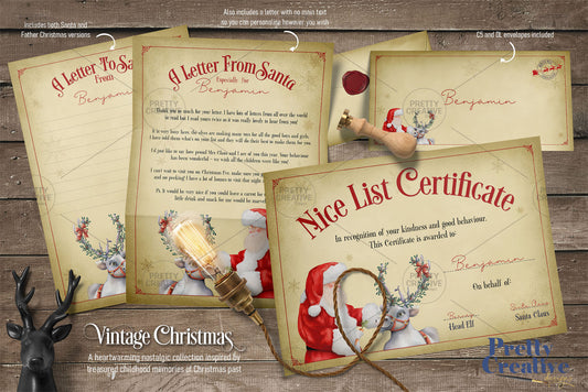 Vintage Christmas Letter & Certificate Set ~ Bundle