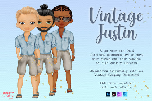 Vintage Justin fantastic clipart by Pretty Creative Designs