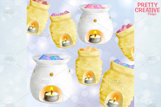 Wax Burner and Melts Clipart
