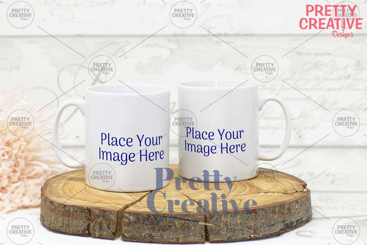 White Twin Mug Smart Mockup