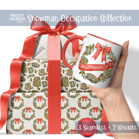 Snowman Occupation Collection Army Seamless & Wreaths