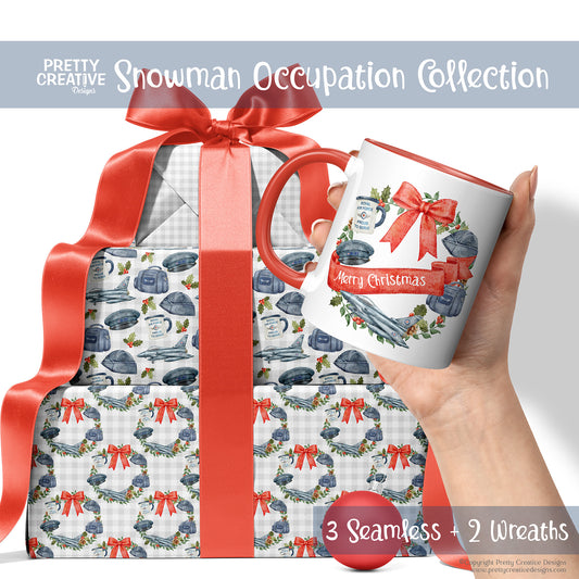 Snowman Occupation Collection RAF Seamless & Wreaths