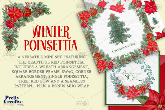 Winter Poinsettia Clipart Set